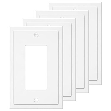 MLLIZH 1Gang Modern Edge Decorative Wall Plate Cover Switch Outlet Single Decorator Electrical Faceplate for Light Switches Smart Switch GFCI Dimmers Receptacle USB Outlet 4 Pack Single Decorator