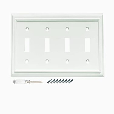 Funkiim Wall Plates Duplex Outlet Covers Toggle Light Switch Plates Decorator Light Switch Cover Bamboo Fiber Material Wall Plate Standard Size Wall Plates of various styles White 4 Gang Toggle 1 Pack