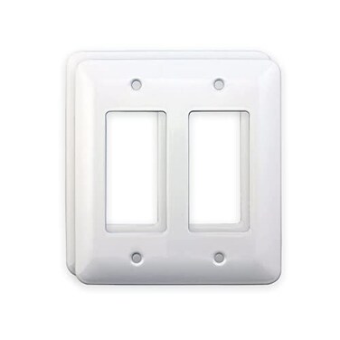 Airmont Products 2 Pack AP12072 White Metal Decorative Wall Plate Princess Style 2 Gang 5 x 46 Unbreakable Smooth White Painted Metal Impact Resistant Matching Screws Included