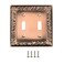SLEEKLIGHTING SleekLighting Wall plates Decorative Tumbled Antique Copper Electric Outlet and Switch Covers Style 2 Gang Toggle 1 Pack