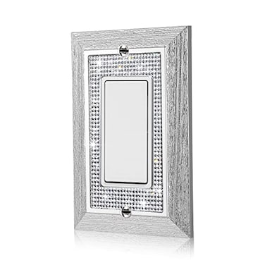 Gaocai 1 Pcs Shiny Rhinestones Wall Plates Imitation Wood Grain Light Switch Cover Decorative Outlet Cover Single Toggle Switch Plates And Outlet Covers