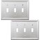 OKAWYC Triple Toggle Light Switch Cover Luca Metal Wall Plate 2Pack Brushed Nickel 3 Gang Light Switch Cover Decorative Wallplate Durable