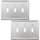 OKAWYC Triple Toggle Light Switch Cover Luca Metal Wall Plate 2Pack Brushed Nickel 3 Gang Light Switch Cover Decorative Wallplate Durable