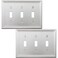 OKAWYC Triple Toggle Light Switch Cover Luca Metal Wall Plate 2Pack Brushed Nickel 3 Gang Light Switch Cover Decorative Wallplate Durable