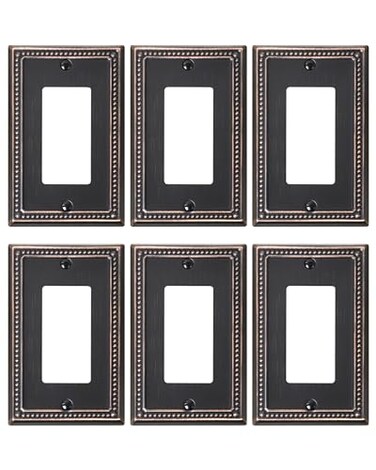 treewell TREEWELL 6Pack Decorator Outlet Cover Plate Decorative Switch Plates and Outlet Covers Aged Bronze Metal Wall Plates for Electrical Outlets Receptacle GFCI Outlet Dimmer Switch