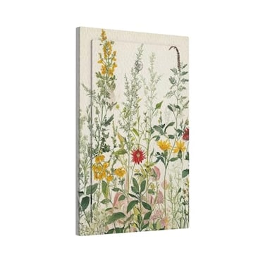 Yamxbfa Decorative Light Switch Cover Plate Rustic Beige Wildflower Green Plants Yellow Floral 1 Gang No Device Single Blank Outlet Covers Wall Plate Cover Switchplate Electrical Face Plate
