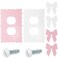 Relaxweex 2 Pcs Pink Bow Light Switch Cute Cover Outlet Covers Pink and White Switch Wall Plate Metal Toggle Electric Outlet Cover for Room Bedroom Home Decor Round Hole