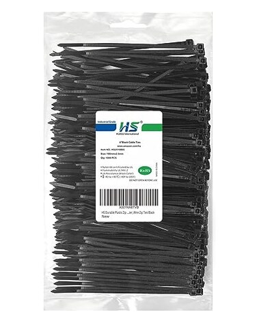 HS Durable Plastic Zip Ties 4 Inch Bulk1000 Pack Small Tie Wraps Thin 18 Lbs SelfLocking Nylon Cable Ties for Electronics Organizer Wire Zip Ties UV Rated Black