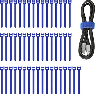 PASOW Pasow 50pcs Reusable Fastening Adjustable Cable Ties Wire Management 8 Inch Blue