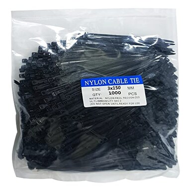 Miwutz 1000 pcs 6 inch Cable Zip Ties Heavy Duty Premium Plastic Wire Ties with 18 LBS Tensile Strength UV Resistant Cable Ties SelfLocking Black Nylon Tie Straps
