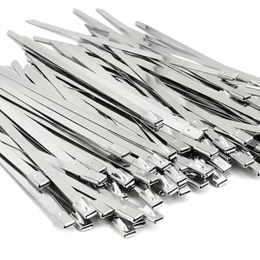 Mamfous 100PCS 14 inch 304 Stainless Steel Zip Ties Metal Zip Ties Heavy Duty Locking Cable ties Strap for Exhaust Wrap Garage Outdoor 138