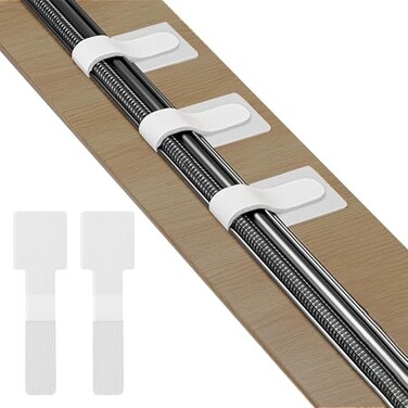 Tinkeep 100pcs Hook and Loop Cable Ties StickyBack Cable Straps Cable ClipCord Organizer Wire Management Household Office Essentials White