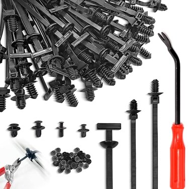 Niteguy 300 Pcs Nylon Universal Cable Tie Buckle Car Strap Style Zip Ties Push Mount Cable Zip Tie Multifunctional Snap Fit Nylon Clips for Car Fender Bumper Trunk Home Use