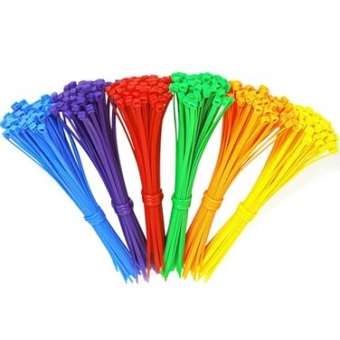 AIMUNOK 300Pack 8 Inch Heavy Duty Nylon Cable Ties 6 Colors 50lb Strength UV Resistant Multicolor Zip Ties for Garden Clearance Home Improvement Cable Management
