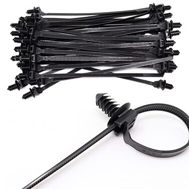 BENLIUDH 30Pcs Nylon Push Mount Cable Zip Tie 83x02 In Heavy Duty Nylon Push Mount Self Locking Assortment for Indoor Wire Tying Black