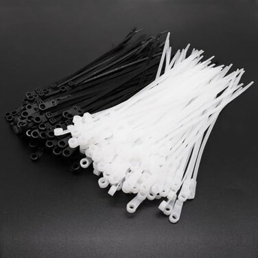 BENLIUDH Zip Ties with Screw Hole Plastic Self Locking Screw Mount Wire Ties for Indoor Outdoor BlackWhite 8 Inch 200Pcs