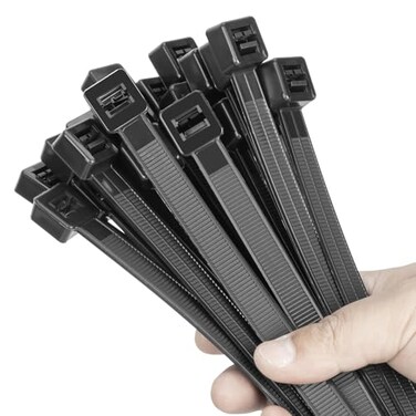 Eletoo 18 Inch Black Zip Ties Heavy Duty 100 Pack Long Cable Ties 300 LBS Ultra Strong Tensile Strength SelfLocking UV Resistant for Indoor and Outdoor Use