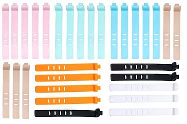 FGen Fgen 30pcs Data Cable Tie Silicone Beam Line Square Head Large Round Hole 3 4 5 Holes White