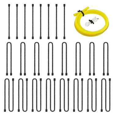 HOMEE Silicone Cable Ties Reusable 24PCS Black Bendable Rubber Twist Ties for CordsCord Tie for Bundling and Holding6inch 12inch 18inch