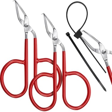 Lasnten 2 Pcs Cable Zip Tie Remover Opener Release Tool Stainless Steel Pliers to Make Wide Zip Tie Reusable Pocket Size with Storage Box Red