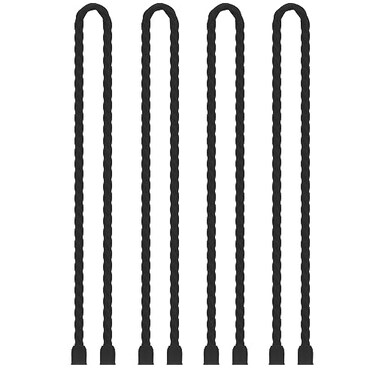 LOIUO 4PCS Silicone Cable Ties 24Inch Reusable Twist Ties SteelCore Cable Tie Straps Organizer All Purpose Bendable Cord Tie for Indoor Outdoor Bundling Holding Securing and Wrapping Cables Black