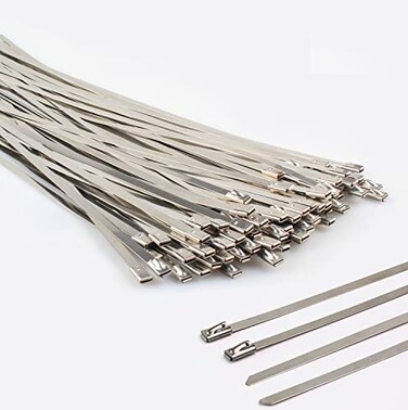 LUBAN Metal zip ties 12 inch heavy duty 304 stainless steel zip cable ties with 200 lbs Tensile Strength selflocking strap Ties 100 Pcs