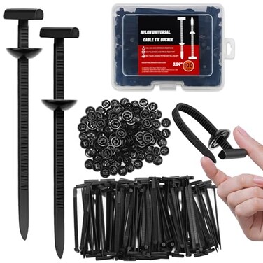 QINGLER 100PCS Nylon Universal Cable Tie Buckle Upgrade Bothside SelfLocking Zip Tie Clips Auto Parts Fastener for Car Fender Trunk Repair Bumper Retainer Wire Bundling