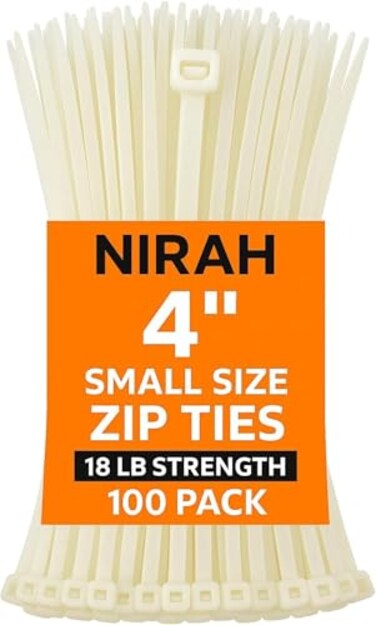 Nirah Small Zip Ties 4 inch Clear 18lb Strength 100 pack UVResistant Selflocking PA 66 Nylon Small Cable Ties for Home Office Garden Cable Management by