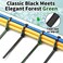 SOOoEC SOOOEC 200 Pack Reusable Zip Ties 12 inch Heavy Duty Outdoor UV Resistant Releasable Black Zip Ties Indoor Round Ending No Hurt Cable Ties Reusable Tie Wraps Non Slip Off Black Green