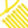 XINGO 100PCS 16 inch Yellow Releasable Cable Zip Ties Adjustable Wire Cable Ties Reusable Zip Ties Tie Straps For MultiPurpose Use Indoor And Outdoor Plastic Tie Wire