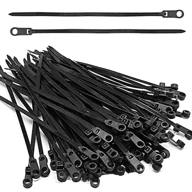 YuGtcen Zip Ties with Screw Hole 150 Pcs 6 inch 48lbs Electrical Cable Ties Straps Mount Head Plastic Ties Multipurpose Heavy Duty Nylon Zip Tie for Indoor Outdoor Black