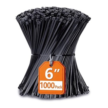 ANOSON Zip Ties 6 inch with 25 lb Tensile Strength Black Cable ties 1000 Pack
