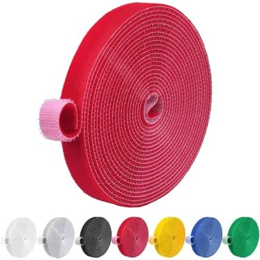 IFNOW 32FT Reusable Fastening Tape Cable Ties DoubleSided HookandLoop Cable Management Tape Strength and Durability 04Width 1 Red
