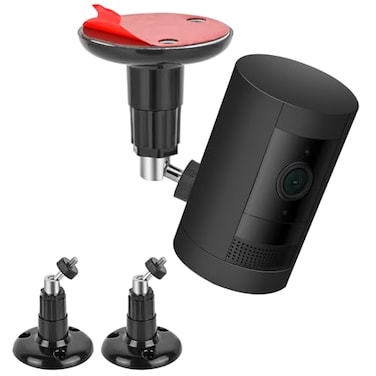 ALERTCAM 2Pack Adhesive Wall Mount for Ring Stick Up Cam Ring Outdoor Cam Plus 360 Degree Adjustable Screwless Bracket for Your Surveillance Camera 2 Ways Installation Without Drilling Black