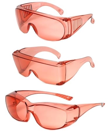 Calabria Unisex Fitover Safety Glasses with Tinted Lenses 100330006000FL41 Pink 3 Pack Fit Over Eyeglasses for Light Sensitivity Blue Light UV Protection Glasses
