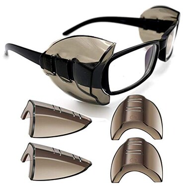 SHTCUS 2 Pairs Safety Glasses Side Shields Flexible AntiSlip On Side Shields Fits Small to Medium Eyeglasses Gray