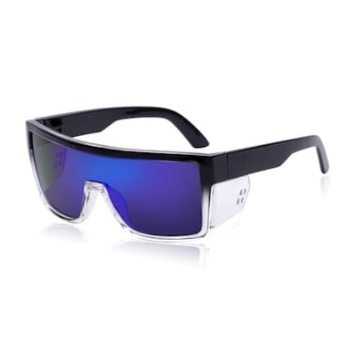 BEASVFE Polarized Safety Sunglasses for Men ANSI Z87 Safety Glasses with UV400 Protection Impact and Scratch Resistant Work Sunglasses with Removable Side Shields Clear Blue Mirror
