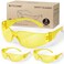 TICONN 3 Clear Safety Glasses for Men and Women Safety Goggles with Scratch Impact Resistant Meets ANSI Z871 Standard Yellow 3 Pack