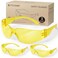 TICONN 3 Clear Safety Glasses for Men and Women Safety Goggles with Scratch Impact Resistant Meets ANSI Z871 Standard Yellow 3 Pack