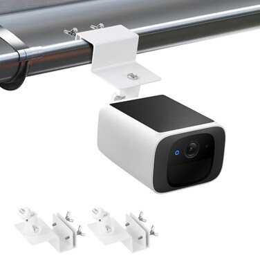 wochel 2Pack Gutter Mount Compatible with eufy Security SoloCam S220C210 eufyCam 2C2C ProS3 Pro 3S330 22 Pro 3CS300 360Adjustable Weatherproof Mounting Bracket for Eufy Security Camera White
