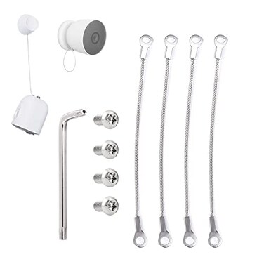 VVHOOY AntiTheft AntiDrop Security Chains Compatible with Google Nest Cam OutdoorBatterySimpliSafe Outdoor CameraRustproof Protection Cable Prevent from Falling 4 Pack