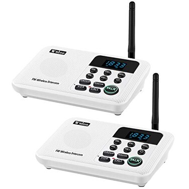 Wuloo Intercoms Wireless for Home 1 Mile Range 22 Channel 100 Digital Code Display Screen Wireless Intercom System for Home House Business Office Room to Room Intercom Communication2Station White