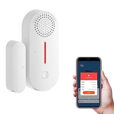Yasorn eMylo 24G WiFi Door Window Alarm Sensor Tuya APP Remote Control Voice Control Timing ArmDisarm Red Light Alert Easy Install for Dementia Patients HomeApartment Security