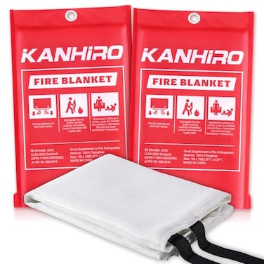 kanhiro KANHIRO Fire Blanket Emergency for Home Kitchen Fiberglass Fire Suppression Blanket Great for School Fireplace Grill Car Office Warehouse 2 Pack 39 in X 39 in