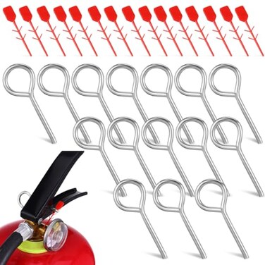 jojofuny 15 Sets Fire Extinguisher Locking Pins with Red Tamper Seals Plastic and Metal Safety Clips for Home Use Fire Extinguisher Safety Pull Pins