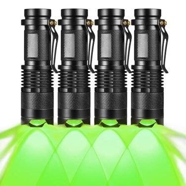 RaySoar 4 Pack Single Mode 150 Yard Green Light Flashlight LED Flashlight with Green Light for Night Observation