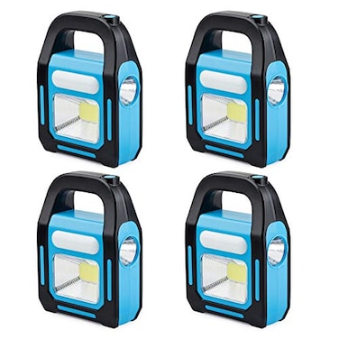 TANSOREN 4 Pack 3 in 1 Solar USB Rechargeable Brightest COB LED Camping Lantern Waterproof Emergency Flashlight LED Light
