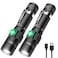 Hoxida LED Tactical Flashlight Rechargeable IPX6 Waterproof Flashlight 2000lm Super Bright LED Zoomable PocketSize Small LED Flashlight for Hiking Camping Emergency