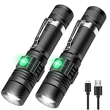 Hoxida LED Tactical Flashlight Rechargeable IPX6 Waterproof Flashlight 2000lm Super Bright LED Zoomable PocketSize Small LED Flashlight for Hiking Camping Emergency