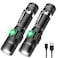 Hoxida LED Tactical Flashlight Rechargeable IPX6 Waterproof Flashlight 2000lm Super Bright LED Zoomable PocketSize Small LED Flashlight for Hiking Camping Emergency